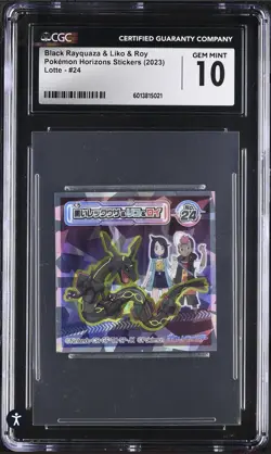 Black Rayquaza & Liko & Roy, Pokemon Horizons Stickers (2023) lotte #24 CGC 10 - Image 1