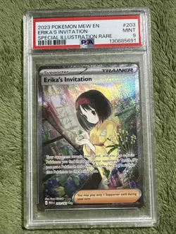 2023 POKEMON MEW EN-151 SPECIAL ILLUSTRATION RARE #203 ERIKA'S INVITATION PSA 9 - Image 1