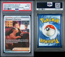 2023 POKEMON MEW EN-151 SPECIAL ILLUSTRATION RARE #204 GIOVANNI'S CHARISMA PSA 8 - Image 3