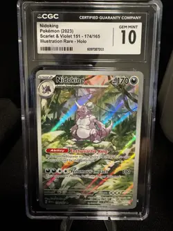 CGC 10 GEM MINT Nidoking 174/165 Scarlet Violet 151 Illustration ENGLISH Pokemon - Image 1