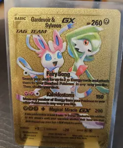 FAN ART! Gardevoir & Sylveon GX Tag Team Gold Foil Pokemon Card - Image 1