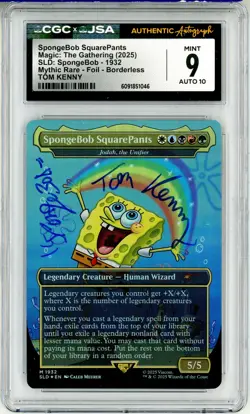 CGC MINT 9 Auto 10 Tom Kenny SpongeBob SquarePants SDL M 1932 Foil Borderless - Image 1