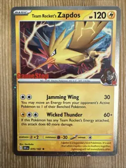 Team Rocket’s Zapdos Pokemon Promo Card - GameStop Exclusive - Holo Rare NM - Image 1