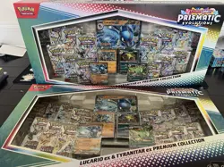 2x PRISMATIC EVOLUTIONS Lucario EX and Tyranitar EX Premium Collection - Image 1