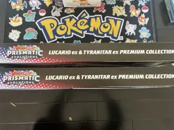 2x PRISMATIC EVOLUTIONS Lucario EX and Tyranitar EX Premium Collection - Image 2