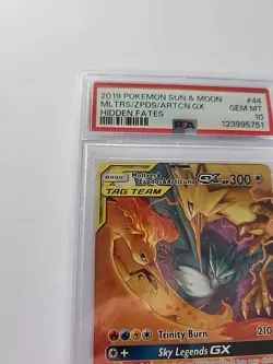 2019 Pokemon Sun & Moon Moltres Zapdos Articuno GX Hidden Fates 44/68 PSA 10 - Image 2