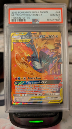 2019 Pokemon Sun & Moon Moltres Zapdos Articuno GX Hidden Fates 44/68 PSA 10 - Image 1