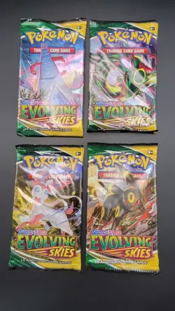 Pokemon Evolving Skies Booster Pack Art Set 4x Sealed Packs Sword & Shield - Image 1