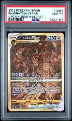 2023 POKEMON SWORD AND SHIELD CROWN ZENITH GG69 FULL ART GIRATINA VSTAR PSA 10 - Image 1