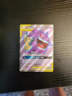 FLAWLESS Pokemon 2019 S&M Gengar and Mimikyu GX Tag Team Full Art #186/181 - Image 2