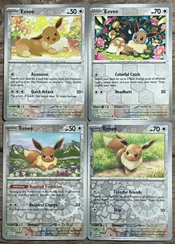 Pokemon Eevee REVERSE HOLO 4 CARD SET LOT COLLECTION 151 Twilight Eeveelution - Image 1