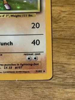 Hitmonchan 7/102 Holo Base Set Pokemon Card WOTC LP EXCELLENT - Image 5