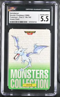 AERODACTYL 142 GREEN CARD POKEMON - PART 2 BANDAI CARDDASS CGC 5.5 EXCELLENT+ - Image 1