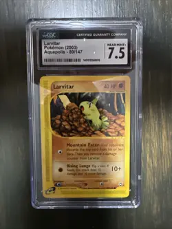 Larvitar Pokemon 2003 Aquapolis 89/147 Retro graded Pokemon card 7.5 - Image 1