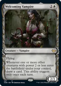 Welcoming Vampire - Fang Frame Showcase (VOW) Innistrad: Crimson Vow - NM - Image 1