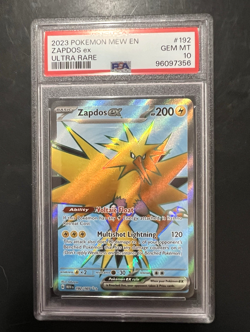 Zapdos EX 192/165 Scarlet & Violet 151 Full Art Ultra Rare Pokemon Card PSA 10 - Image 1