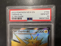 Zapdos EX 192/165 Scarlet & Violet 151 Full Art Ultra Rare Pokemon Card PSA 10 - Image 2