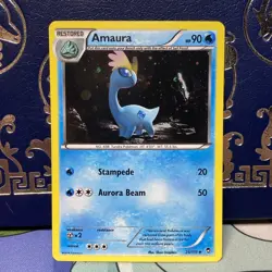 Pokemon TCG Amaura Furious Fists 25/111 Holo Promo Cosmos Holo SWIRL Rare NM - Image 1