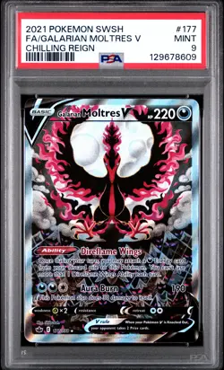 PSA 9 | Galarian Moltres V 177/198 | Chilling Reign | Pokemon - Image 1