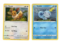 POKEMON 2 CARD HOLO LOT EEVEE / SOBBLE - Image 1