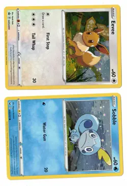 POKEMON 2 CARD HOLO LOT EEVEE / SOBBLE - Image 2