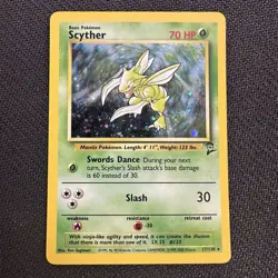 1999 Pokemon TCG Base Set 2 Scyther 17/130 Holo Rare SWIRL LP - Image 1