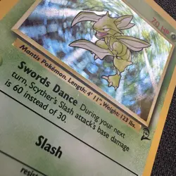 1999 Pokemon TCG Base Set 2 Scyther 17/130 Holo Rare SWIRL LP - Image 2