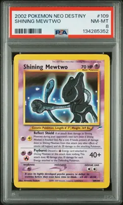 Pokemon Neo Destiny Shining Mewtwo Holo Rare Card #109/105 2002 - Image 1