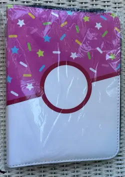 Pokemon Pink White Zip Up 17 pages Holds 68 Card Binder. Donut New! - Image 1
