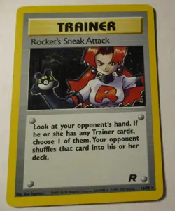 Pokemon TCG Team Rocket Trainer Rockets Sneak Attack Holo Card 16/82 Played 2000 - Image 1