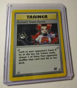 Pokemon TCG Team Rocket Trainer Rockets Sneak Attack Holo Card 16/82 Played 2000 - Image 3
