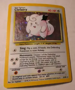 Pokemon TCG Base Set Unlimited Clefairy Holo Card 5/102 Vintage 1999 Played - Image 2