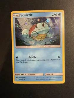 Pokemon Squirtle TCG Holo Card 33/214 Sun & Moon: Unbroken Bonds Near Mint - Image 1