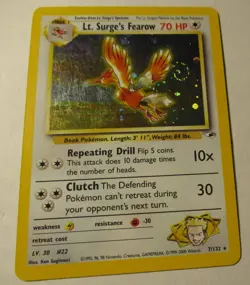 Pokemon TCG Gym Heroes Lt. Surge's Fearow 7/132 Holo Card 2000 Played Vintage - Image 2