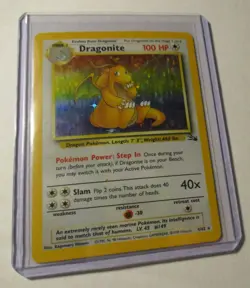 Pokemon TCG Fossil Dragonite Holo Card 4/62 Vintage 1999 Played Unlimited - Image 1