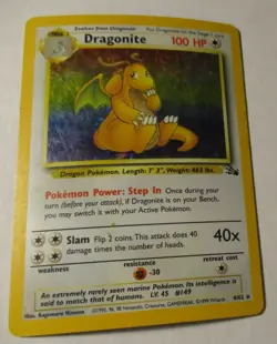 Pokemon TCG Fossil Dragonite Holo Card 4/62 Vintage 1999 Played Unlimited - Image 2