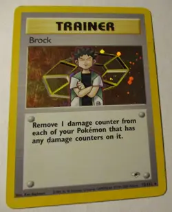 Pokemon TCG Gym Heroes Trainer Brock 15/132 Holo Card 2000 Played Rare Vintage - Image 1
