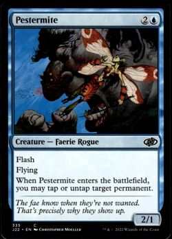 MTG Magic The Gathering Card Pestermite Creature Faerie Rogue Blue Jumpstart '22 - Image 1