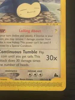 2003 Pokemon TCG Snorlax 100/144 Non-Holo Skyridge LP - Image 4