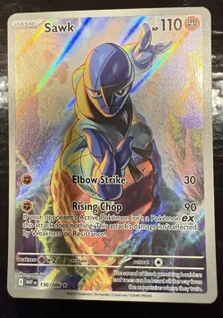 Sawk 130/086 White Flare Illustration Rare Full Art Holo Pokemon TCG MINT - Image 1