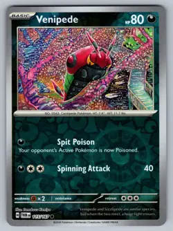 2024 Pokemon - Venipede - 115/167 - Reverse Holo - Twilight Masquerade - NM/M - Image 1