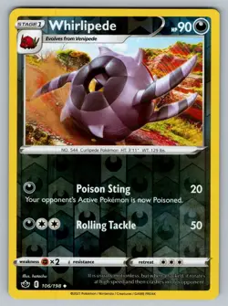 Whirlipede 106/198 Reverse Holo Uncommon Chilling Reign Pokemon NM - Image 1