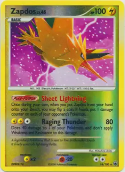 Pokemon Diamond & Pearl Majestic Dawn Zapdos Reverse Holo Rare 14/100 - Image 1