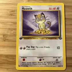 Pokemon Card Meowth Jungle 1st Edition Common 56/64 LP+ - Image 1