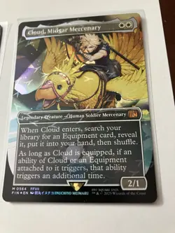 MTG Cloud, Midgar Mercenary MINT Borderless Chocobo Track FOIL Final Fantasy EDH - Image 1