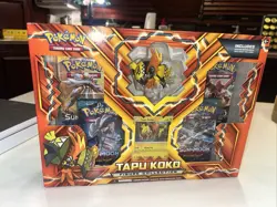 Pokemon TCG Tapu Koko Figure Collection Box New Factory Sealed Promo & Booster - Image 1