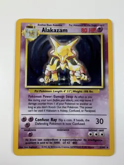 Pokemon TCG Alakazam Holo Rare Card 1/102 Base Set - Image 1