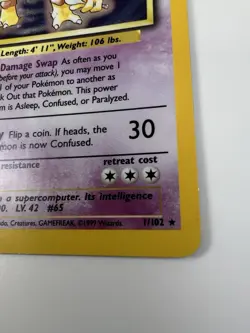 Pokemon TCG Alakazam Holo Rare Card 1/102 Base Set - Image 3