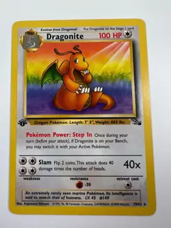 Dragonite 19/62 Fossil 1st Edition Rare - Pokemon WOTC 1999 Non-Holo LP - Image 1