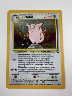 Pokemon TCG Clefable Holo Unlimited Rare Card Jungle Base Set 1/64 - Image 1